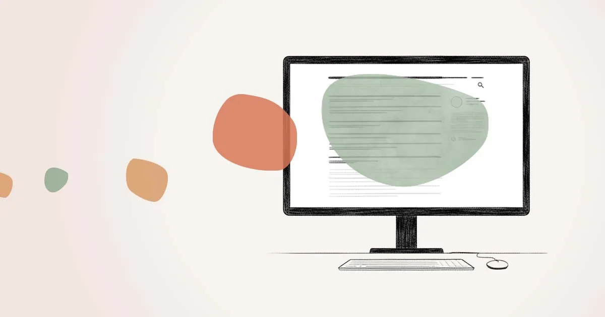 Illustration d'un écran d'ordinateur avec des formes organiques colorées représentant la créativité en e-learning